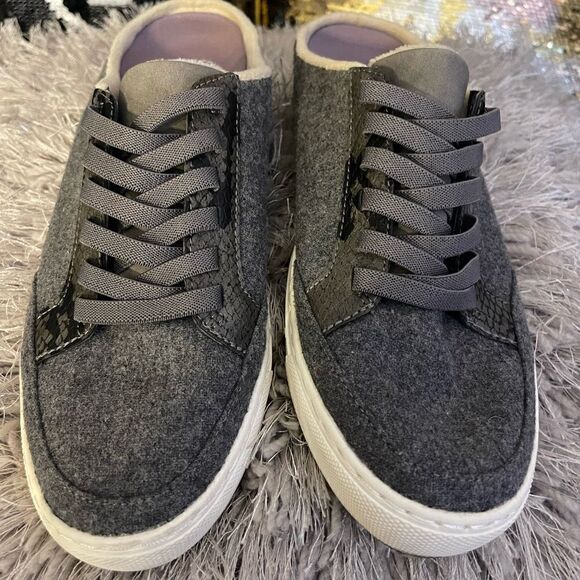 Dr. Scholl's NBD Grey Flannel Slip On Laces Mules Size 8 snakeskin - Picture 3 of 8